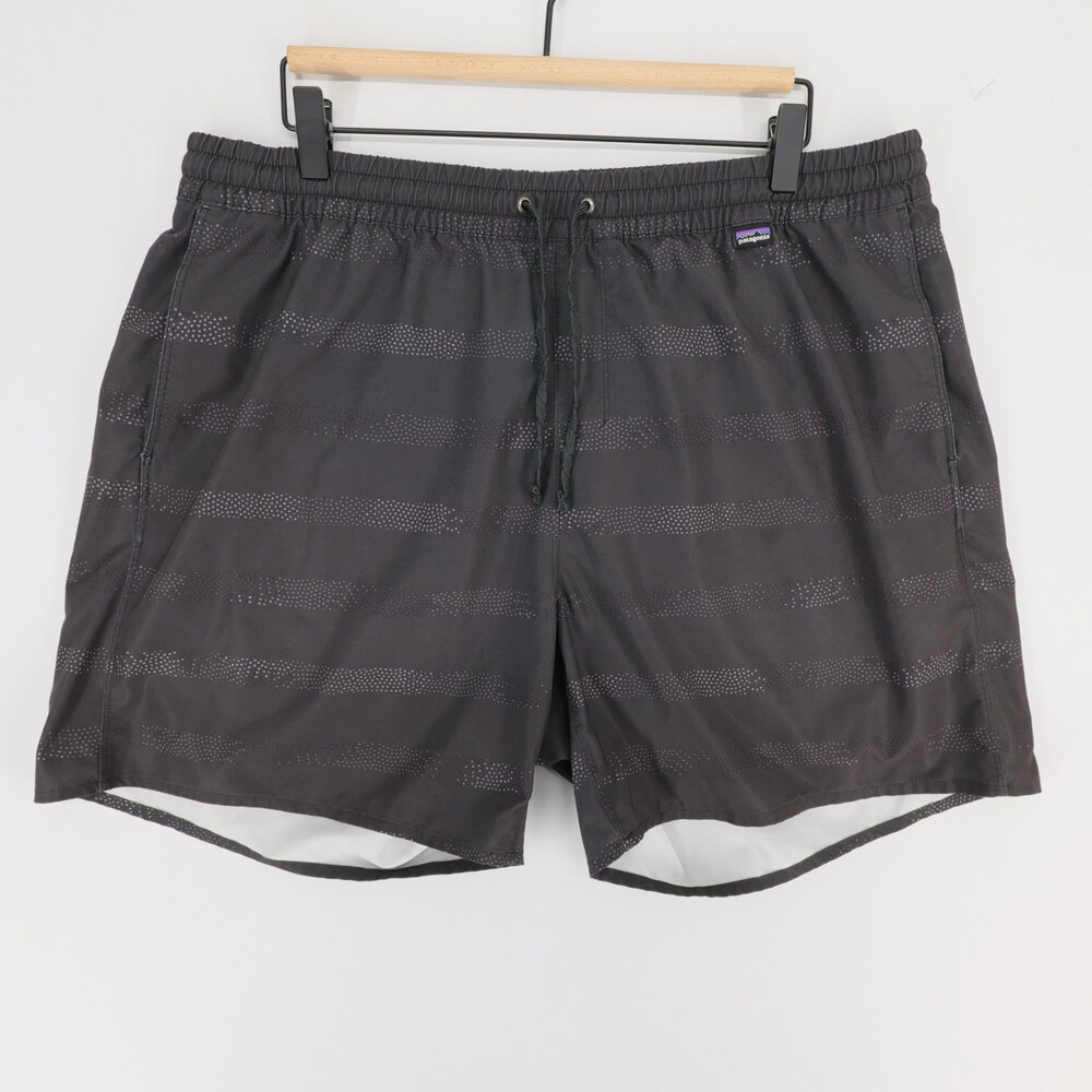 Patagonia Hydropeak Volley Shorts Mens XL Black Striped Quick Dry Swim Trunks